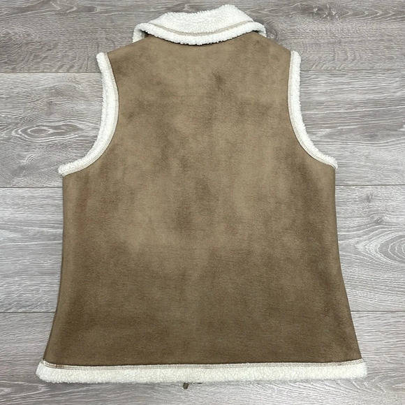 Ann Taylor Loft Faux Suede Sherpa Collared Vest M - Picture 13 of 13